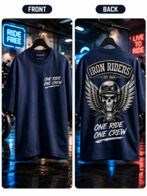 iron riders biker t shirt – skull wings motorcycle tee | one ride one crew oversized