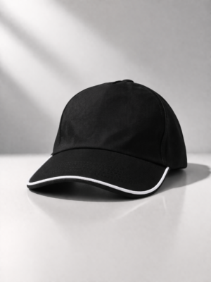 black piping cap front