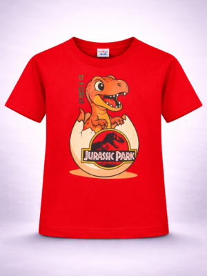 Kids Dinosaur T Shirt Red Front View