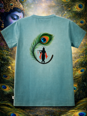 krishna with feather cotton round neck jersey (customizable)