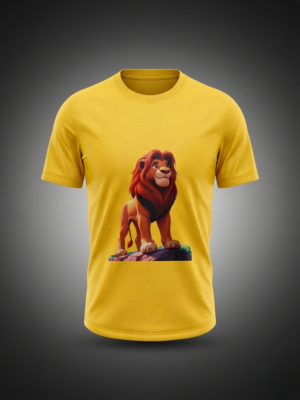 kids lion print t shirt India yellow graphic tee